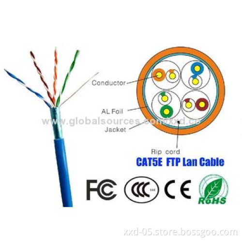 305m/box fluke pass 0.50mm BC FTP CAT5e network cable with data transmission to 250MHz